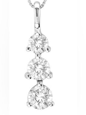 3 Diamond Pendant 14K White Gold